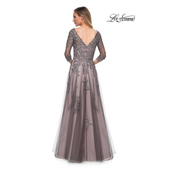 LA FEMME Lace & Tulle Embroidered A-Line Gown Size 4 NWT - Picture 3 of 9